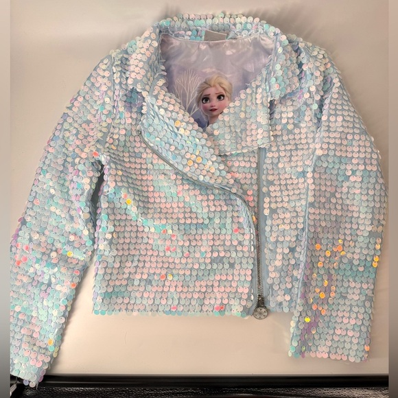 NEW Disney Frozen II Elsa Iridescent Sequin Jacket Size Girls 6-6X S/M
